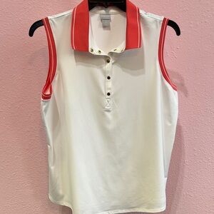 Zenergy by Chicos White Coral Trim Sleeveless Polo Size 3/XL
